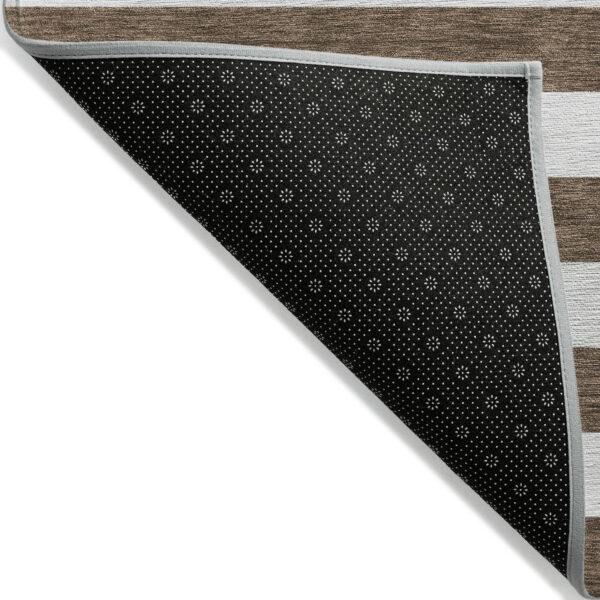 10' X 14' Chocolate Striped Washable Non Skid Indoor Outdoor Area Rug