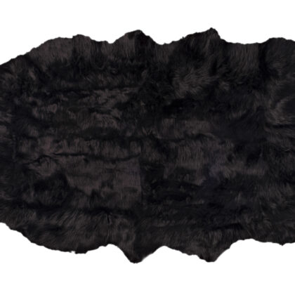 4' X 6' Black Faux Fur Washable Non Skid Area Rug