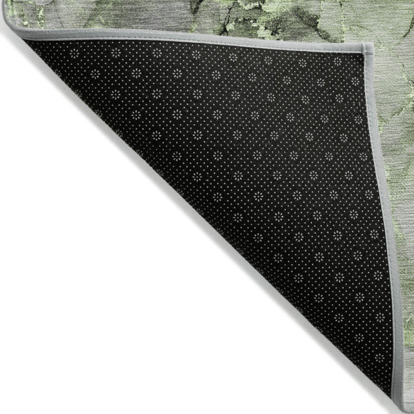 8' Round Green Round Abstract Washable Non Skid Indoor Outdoor Area Rug