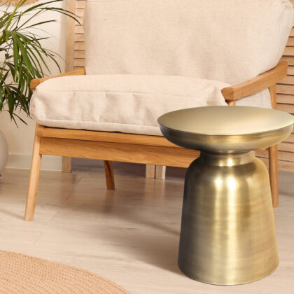19" Gold Metal Round End Table