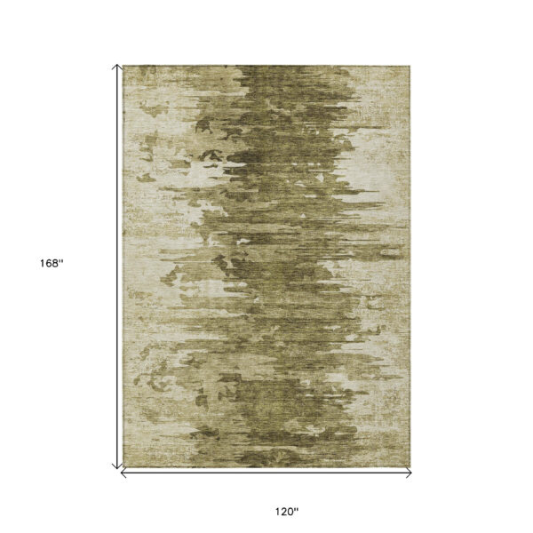 10' X 14' Brown Taupe And Beige Abstract Washable Indoor Outdoor Area Rug