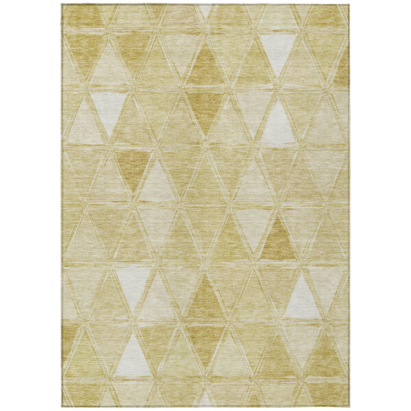 9' X 12' Gold Wheat And Ivory Geometric Washable Indoor Outdoor Area Rug
