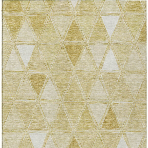 9' X 12' Gold Wheat And Ivory Geometric Washable Indoor Outdoor Area Rug