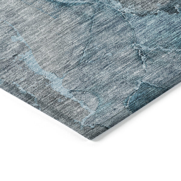5' X 8' Teal Blue And Navy Blue Abstract Washable Indoor Outdoor Area Rug