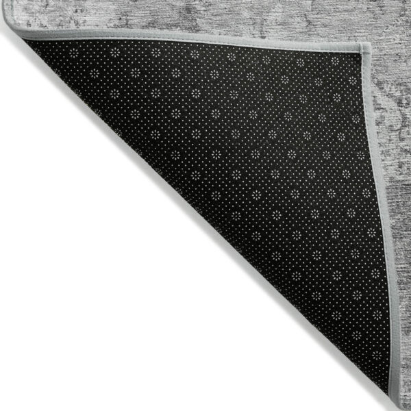 8' X 10' Gray Charcoal And Silver Floral Washable Indoor Outdoor Area Rug