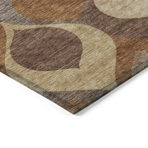 3' X 5' Copper Beige And Taupe Ogee Washable Indoor Outdoor Area Rug