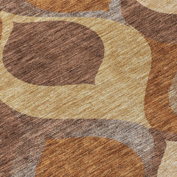 3' X 5' Copper Beige And Taupe Ogee Washable Indoor Outdoor Area Rug