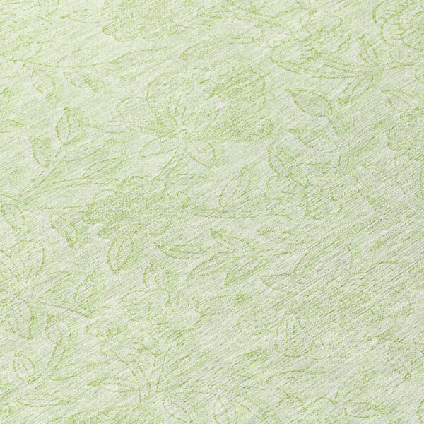 8' Artichoke Green And Mint Green Round Floral Washable Indoor Outdoor Area Rug