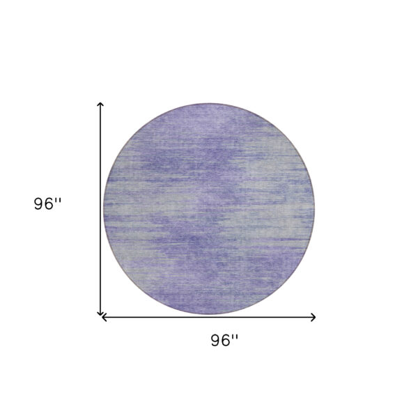 8' Plum And Purple Round Abstract Washable Indoor Outdoor Area Rug