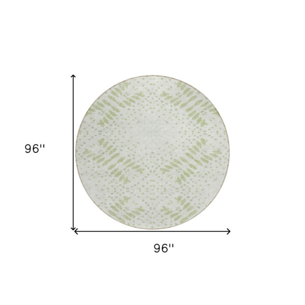 8' Artichoke Green And Fern Green Round Floral Washable Indoor Outdoor Area Rug