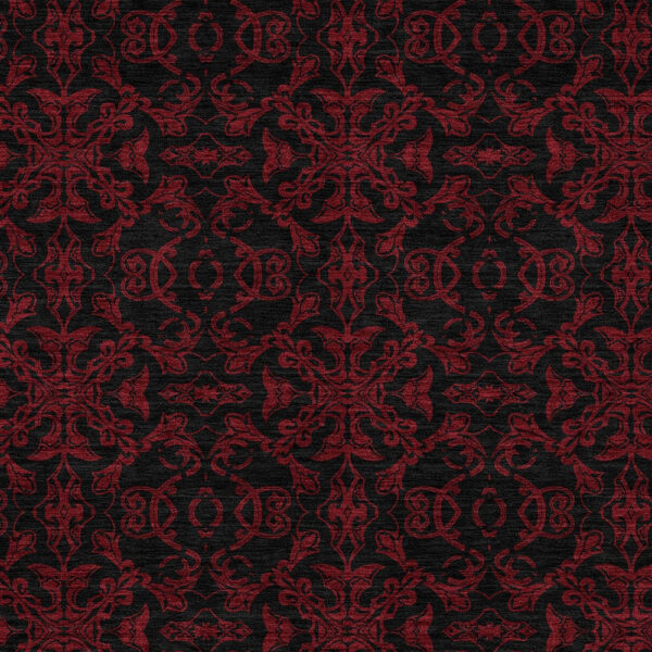 5' X 8' Red And Black Medallion Washable Indoor Outdoor Area Rug