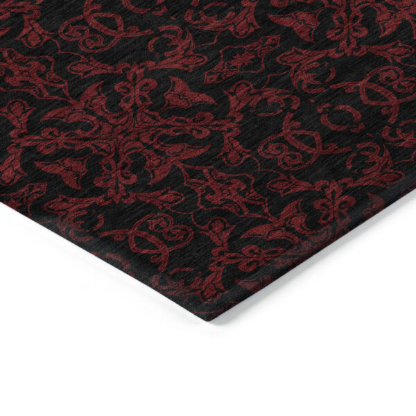 5' X 8' Red And Black Medallion Washable Indoor Outdoor Area Rug