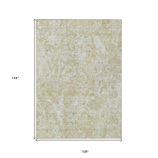 9' X 12' Beige Tan And Taupe Abstract Washable Indoor Outdoor Area Rug