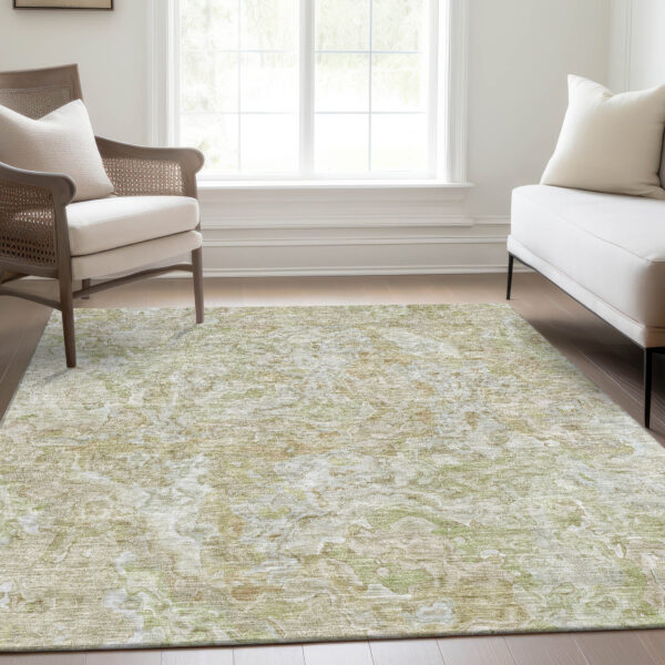 9' X 12' Beige Tan And Taupe Abstract Washable Indoor Outdoor Area Rug