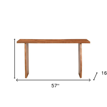 57" Chestnut Solid Wood Sled Console Table