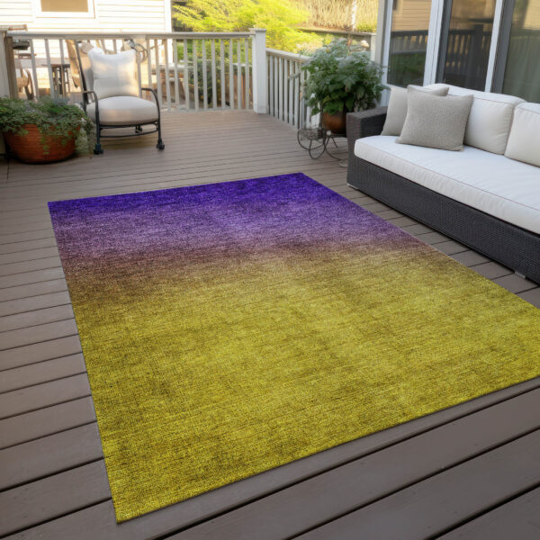 10' X 14' Purple Gold And Blue Ombre Washable Indoor Outdoor Area Rug
