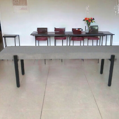 63" Gray and Black Concrete Dining Bench