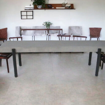 63" Gray and Black Concrete Dining Bench
