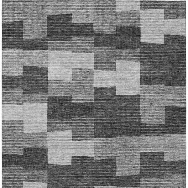 9' X 12' Gray Silver And Charcoal Geometric Washable Indoor Outdoor Area Rug