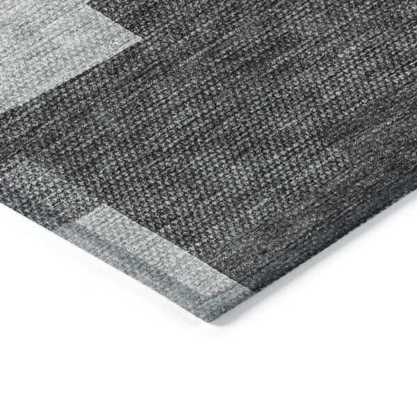 9' X 12' Gray Silver And Charcoal Geometric Washable Indoor Outdoor Area Rug