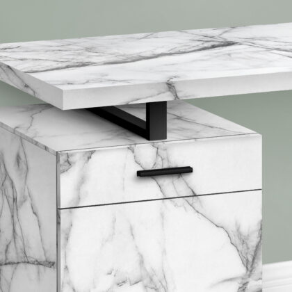 47" White and Black Wood and Metal Computer Desk