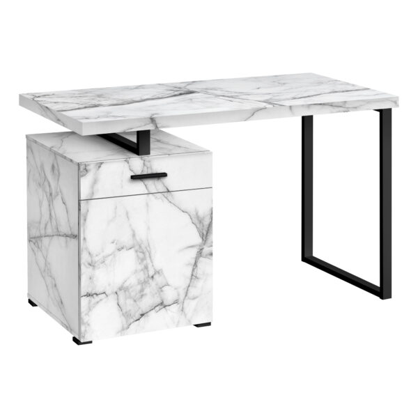 47" White and Black Wood and Metal Computer Desk