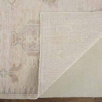 12' X 15' Tan And Brown Floral Hand Knotted Stain Resistant Area Rug