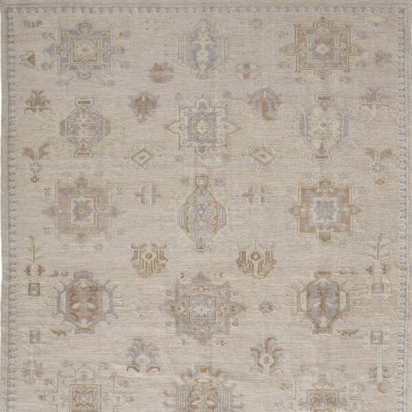 12' X 15' Tan And Brown Floral Hand Knotted Stain Resistant Area Rug