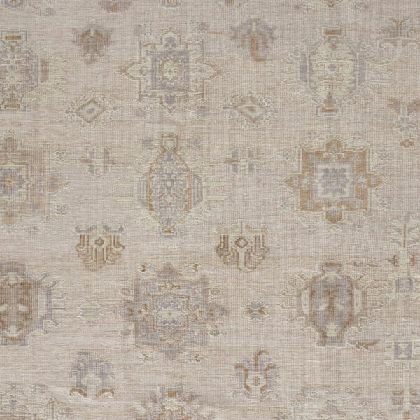 12' X 15' Tan And Brown Floral Hand Knotted Stain Resistant Area Rug