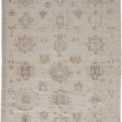 12' X 15' Tan And Brown Floral Hand Knotted Stain Resistant Area Rug