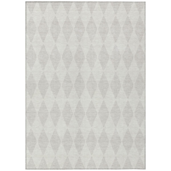 3' X 5' Ivory And Beige Geometric Washable Indoor Outdoor Area Rug