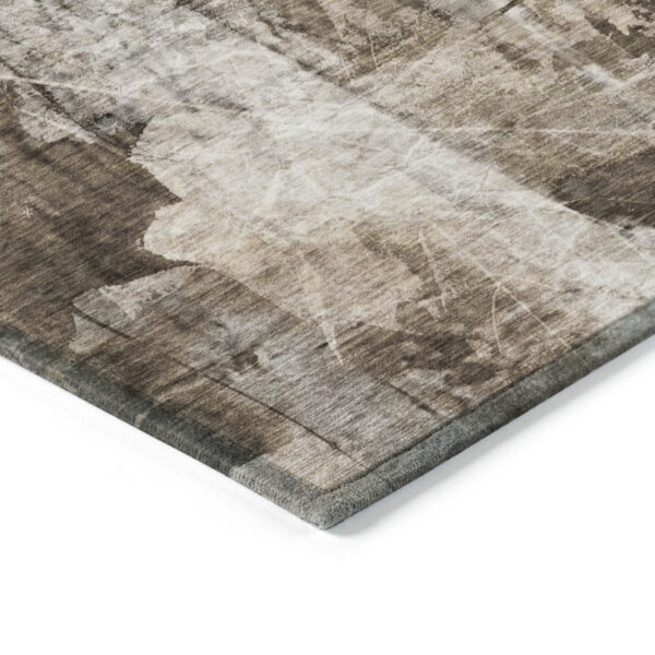 3' X 5' Taupe Floral Washable Non Skid Indoor Outdoor Area Rug