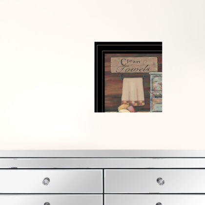 Set Of Two Hot Bath Or Clean Towels 2 Black Framed Print Wall Art