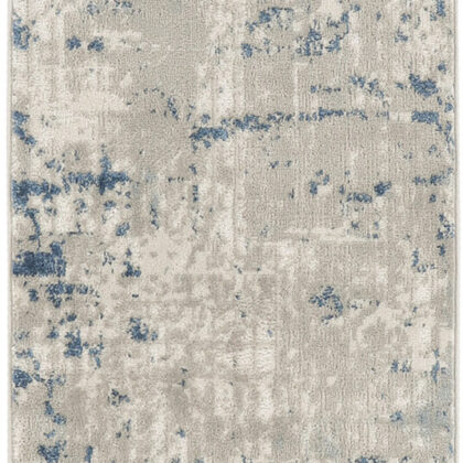 12' Blue and Gray Abstract Power Loom Runner Rug
