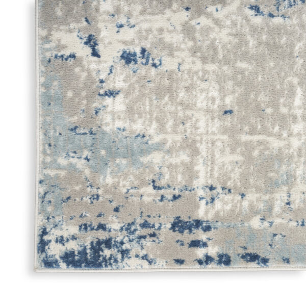 12' Blue and Gray Abstract Power Loom Runner Rug