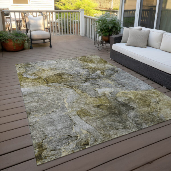 9' X 12' Taupe Brown And Gray Abstract Washable Indoor Outdoor Area Rug