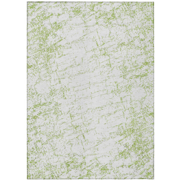 3' X 5' Green And Ivory Abstract Washable Indoor Outdoor Area Rug