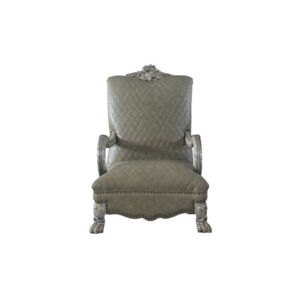 34" Bone Faux Leather Arm Chair