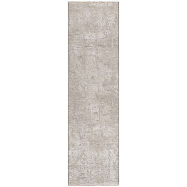 8' Runner Ivory Abstract Washable Non Skid Indoor Outdoor Runner Rug