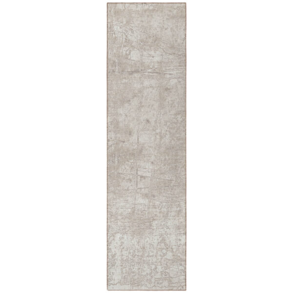 8' Runner Ivory Abstract Washable Non Skid Indoor Outdoor Runner Rug