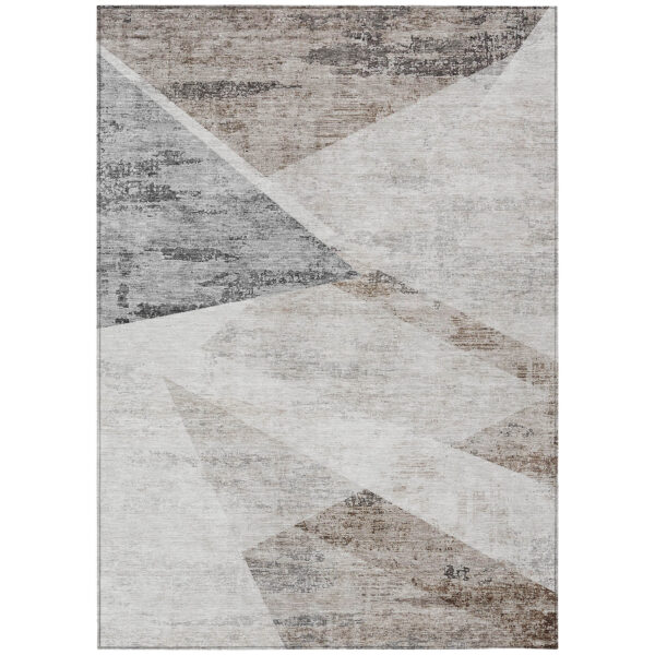 10' X 14' Silver Beige And Gray Abstract Washable Indoor Outdoor Area Rug