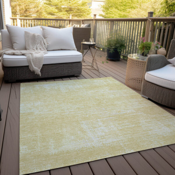 3' X 5' Wheat And Tan Abstract Washable Indoor Outdoor Area Rug