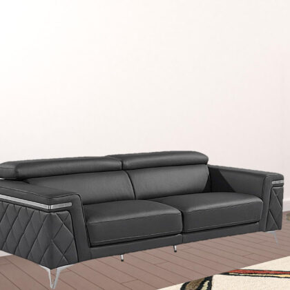 Gray Top Grain Leather Five Person Seating Set