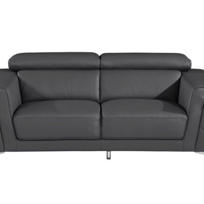Gray Top Grain Leather Five Person Seating Set