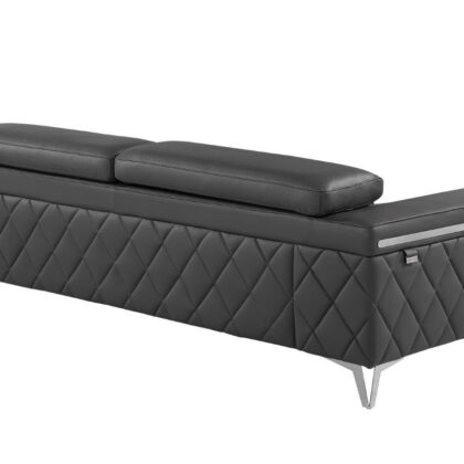 Gray Top Grain Leather Five Person Seating Set