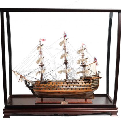 39" Wood Brown HMS Victory Large Table Top Display Hand Painted Decorative Boat