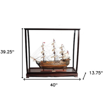 39" Wood Brown HMS Victory Large Table Top Display Hand Painted Decorative Boat