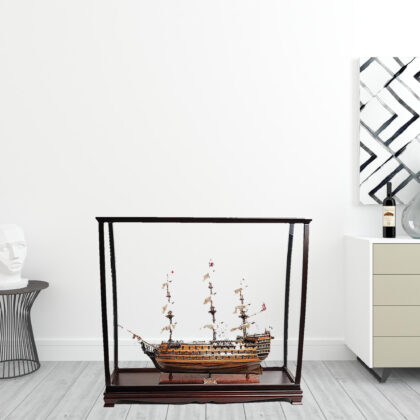 39" Wood Brown HMS Victory Large Table Top Display Hand Painted Decorative Boat