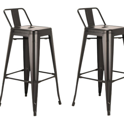 Set of Four 26" Black Steel and Metal Low Back Counter Height Bar Chairs
