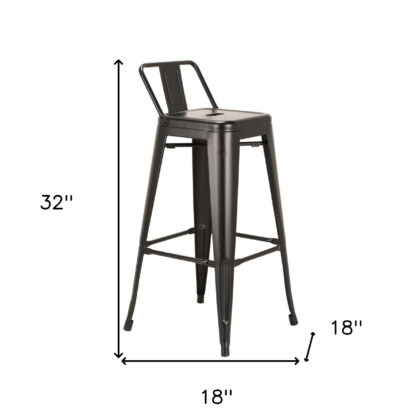 Set of Four 26" Black Steel and Metal Low Back Counter Height Bar Chairs